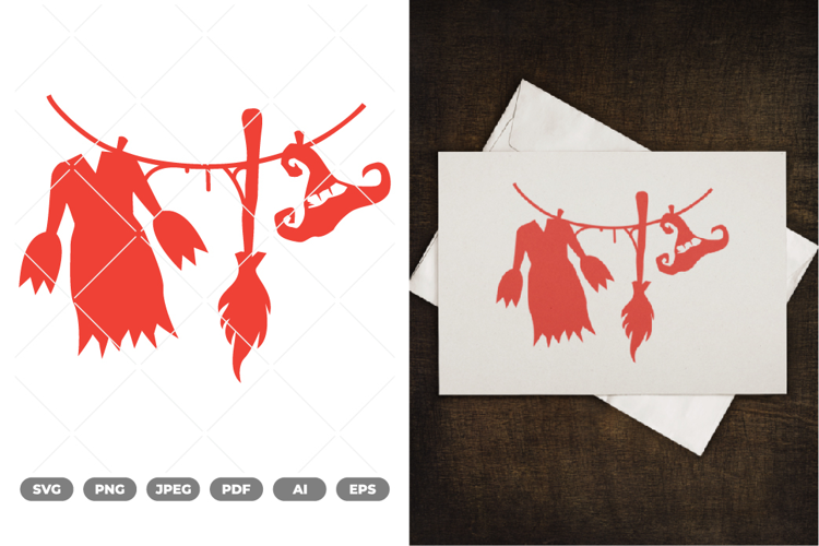 Witch Clothesline SVG & Clipart
