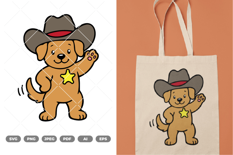 Cowboy Puppy Colored SVG & Clipart