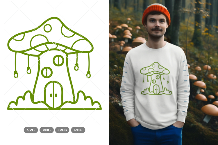 Mushroom House Doodle SVG   Clipart