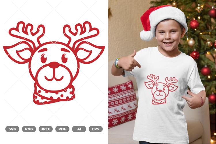 Christmas Reindeer Head SVG & Clipart