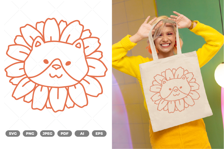 Dog with Sunflower Head SVG   Clipart