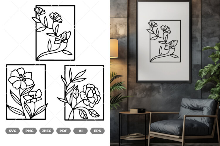 Floral Framed SVG & Clipart example image 1