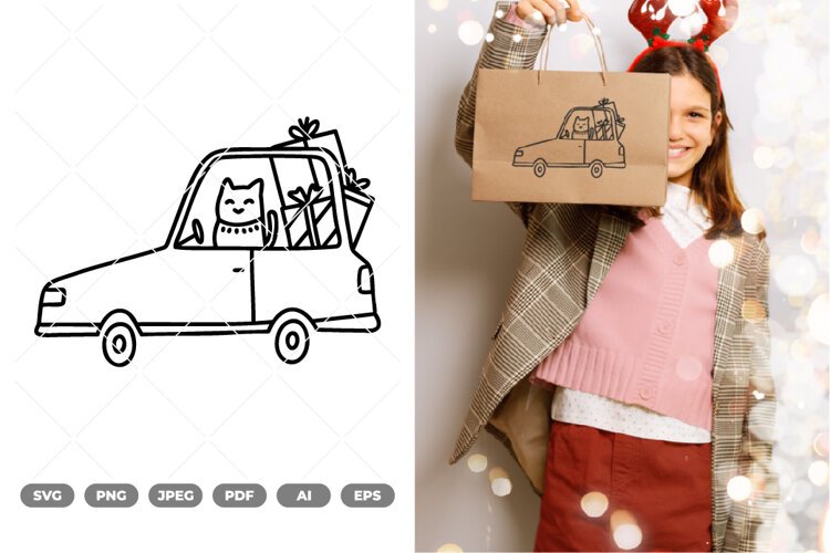 Christmas Car SVG & Clipart example image 1