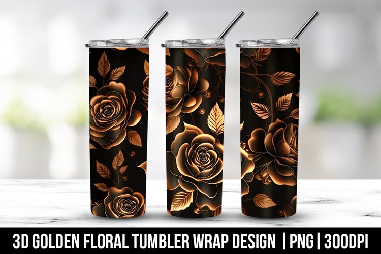 Golden flower Tumbler Wrap design example image 1