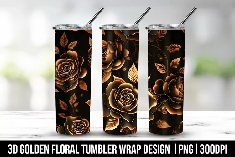 Golden flower Tumbler Wrap design