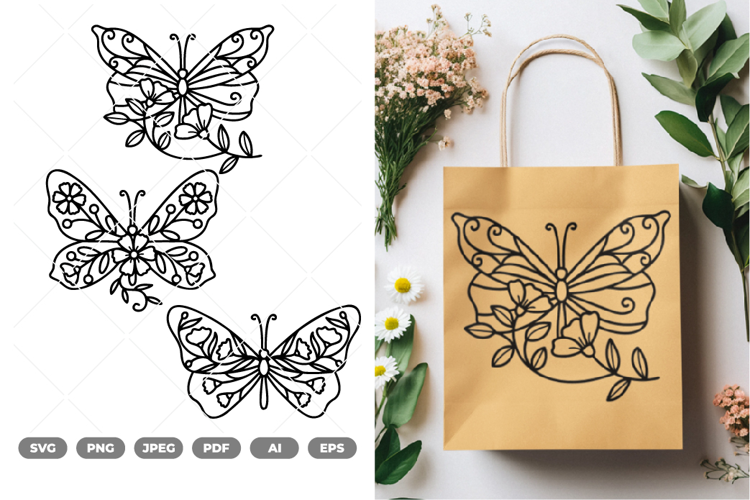Flower and Butterfly SVG & Clipart