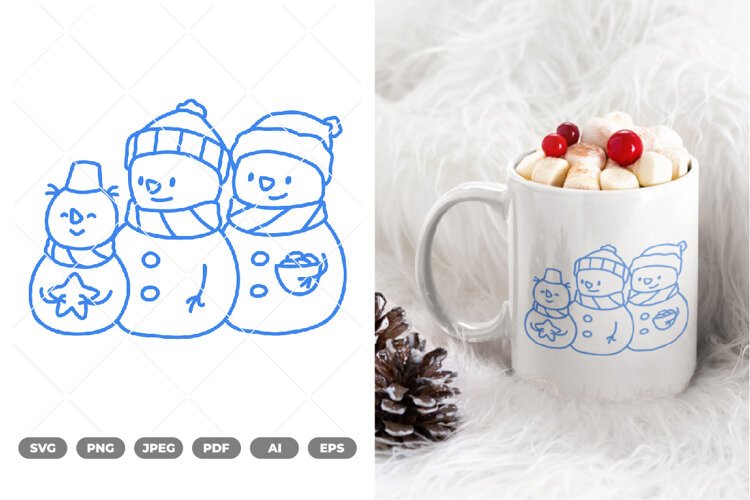 Snowman Family SVG & Clipart example image 1