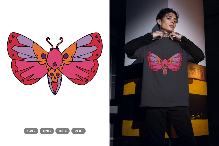 Skull Moth SVG   Clipart - Colorful Beauty