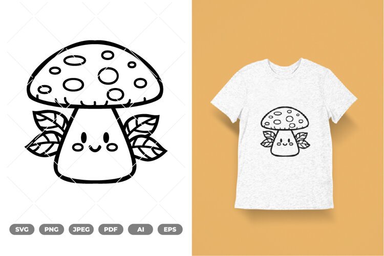 Kawaii Mushroom SVG & Clipart example image 1