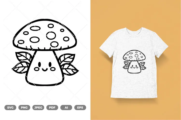 Kawaii Mushroom SVG & Clipart