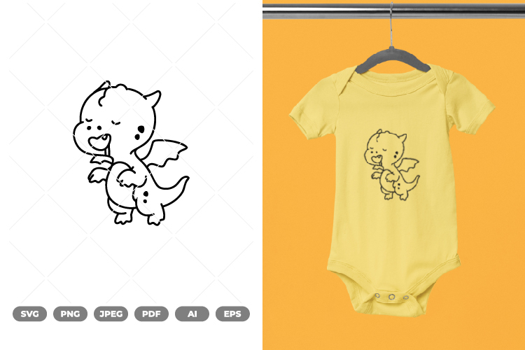 Baby Dragon Doodle SVG & Clipart