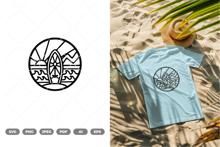 Beach Scene Outline SVG & Clipart