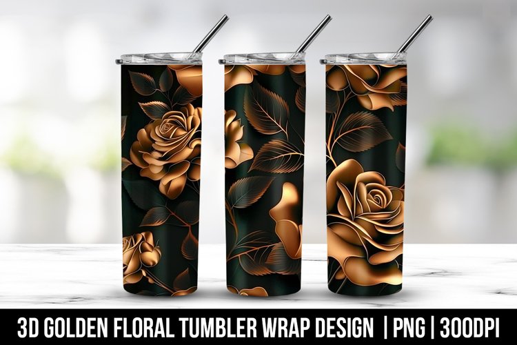 Golden flower Tumbler Wrap design example image 1