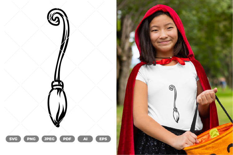 Broom Witch Outline SVG & Clipart