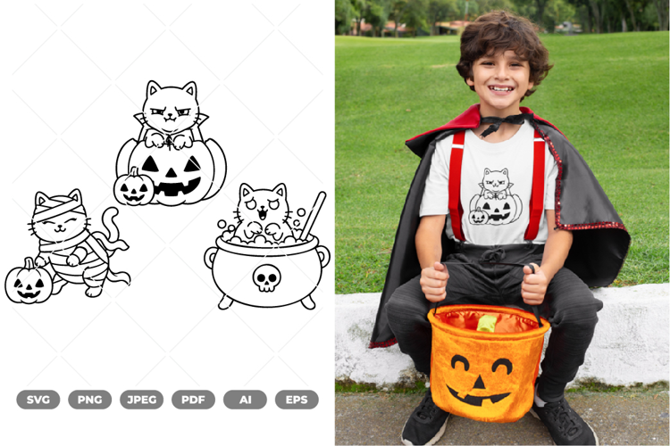 Cat and Pumpkin SVG & Clipart