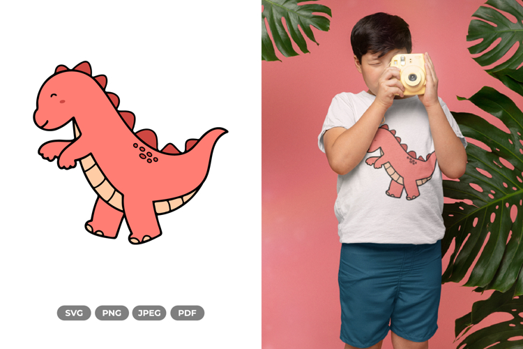 Kawaii Dino SVG & Clipart - Dinosaur Doodle