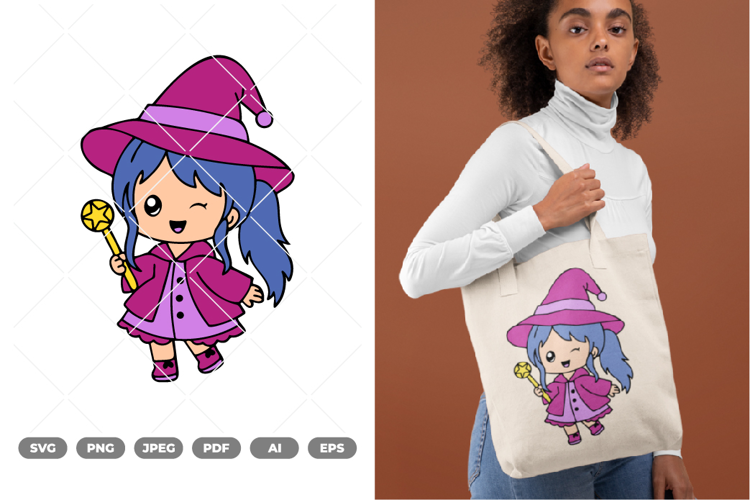 Chibi Witch Colored SVG & Clipart