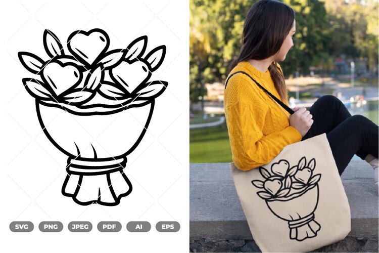 Hearts Bouquet SVG & Clipart example image 1