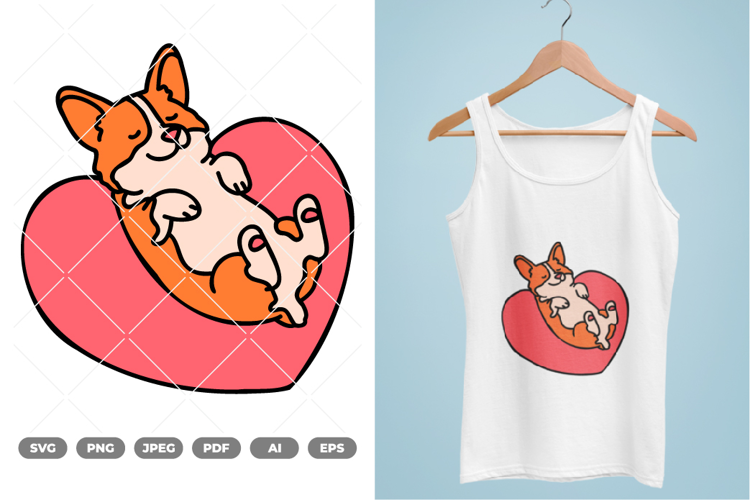 Dog and Heart Colored SVG & Clipart