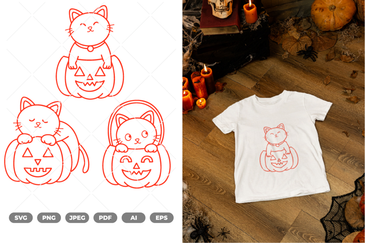 Black Cat & Pumpkin SVG & Clipart