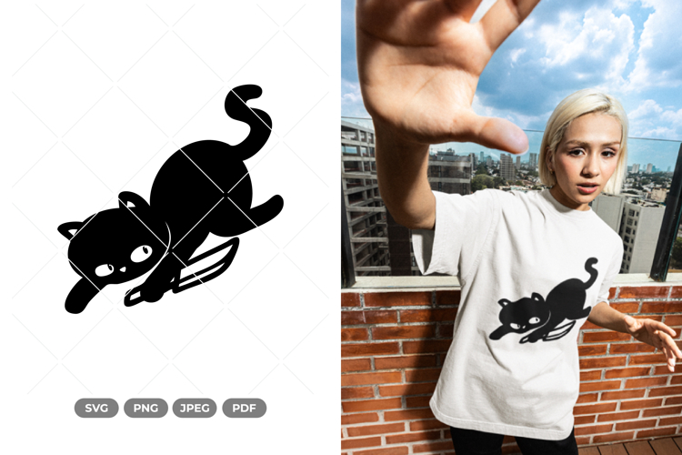 Black Cat SVG & Clipart - Funny Cat