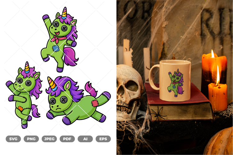 Zombie Unicorn Colored SVG & Clipart