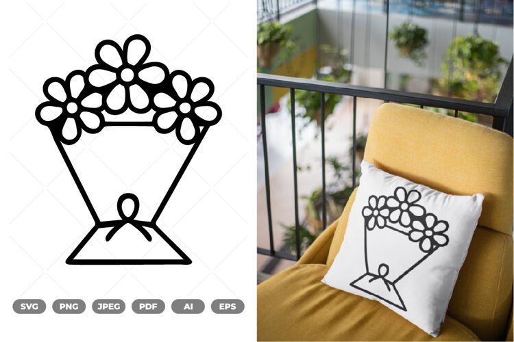 Bouquet Flowers SVG & Clipart example image 1