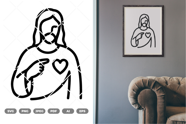 Monoline Jesus SVG & Clipart