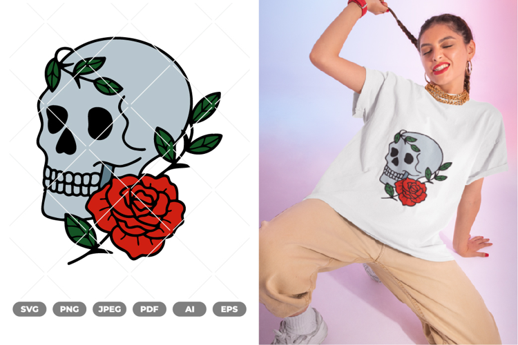Skull and Rose Colored SVG & Clipart