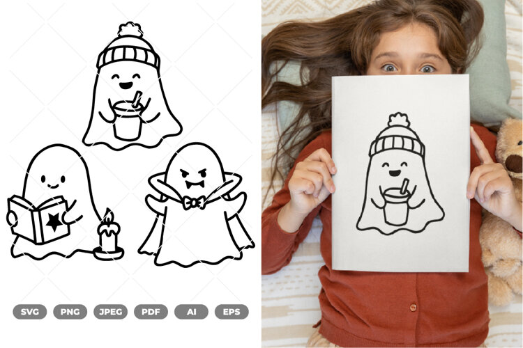 Cute Ghost SVG & Clipart example image 1