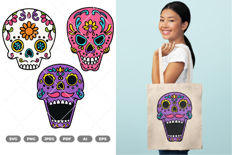 Sugar Skull Colored SVG & Clipart example image 1