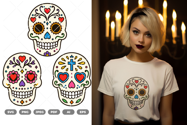 Sugar Skull Colored SVG & Clipart