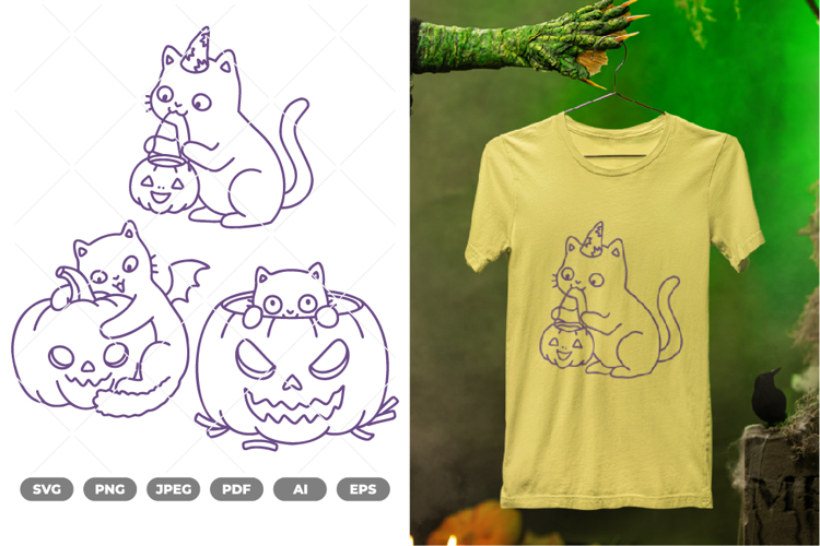 Black Cat and Pumpkin SVG & Clipart