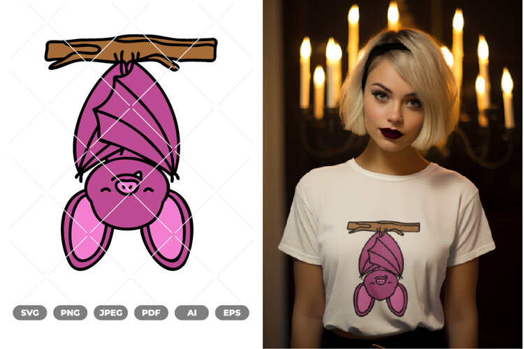 Kawaii Bat Colored SVG & Clipart example image 1