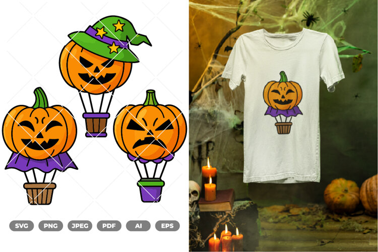 Hot Air Balloon Colored SVG & Clipart example image 1