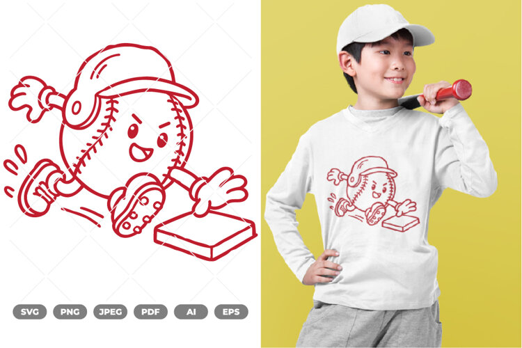 Baseball Mascot SVg & Clipart example image 1
