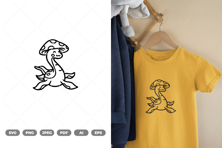 Plesiosaurus Mushroom SVG   Clipart