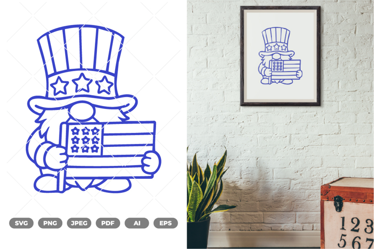 Fourth Of July Gnome SVG & Clipart