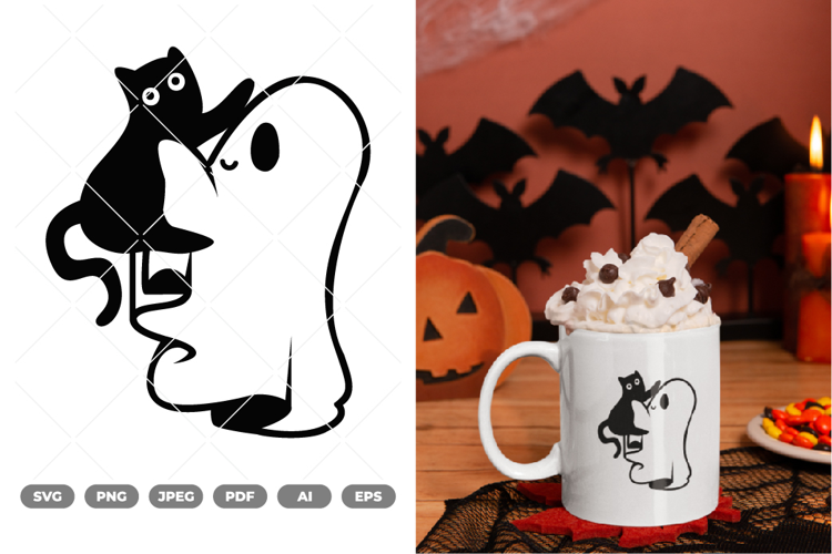 Ghost and Black Cat SVG & Clipart