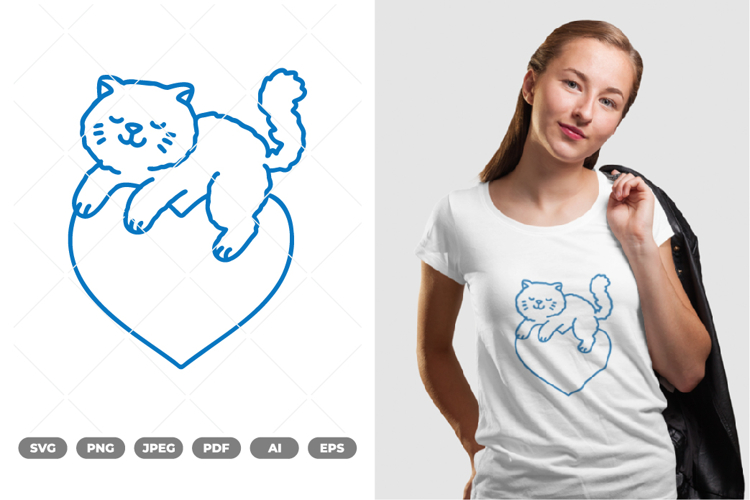 Cat and Heart SVG   Clipart