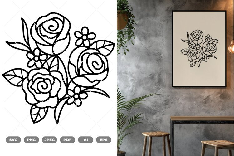 Rose Lineart SVG & Clipart example image 1