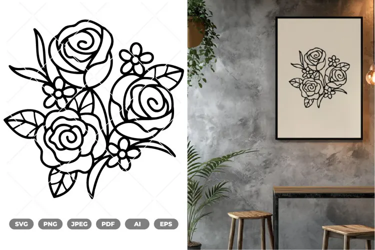 Rose Lineart SVG & Clipart