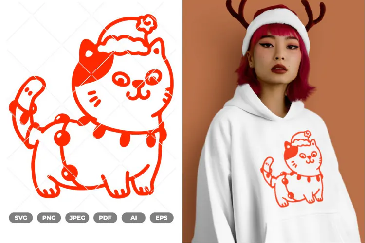 Christmas Cat SVG & Clipart