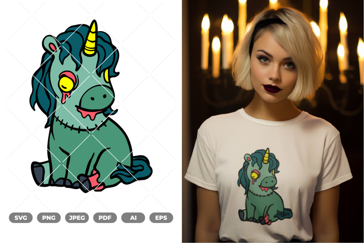 Zombie Unicorn Colored SVG & Clipart