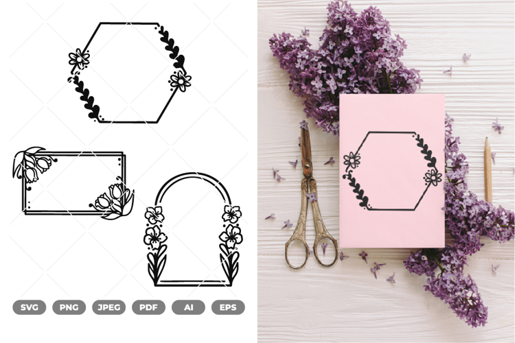 Floral Wedding Frame SVG & Clipart