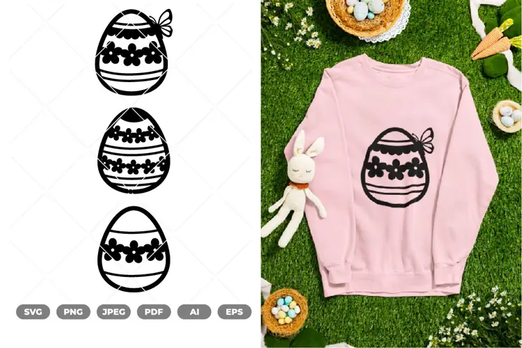 Easter Egg Frame Silhoeutte SVG & Clipart