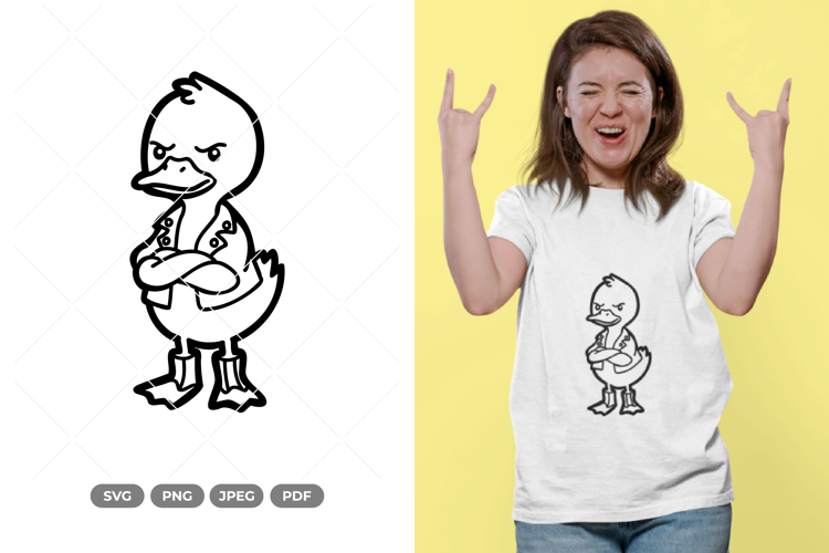 Punk Duck Doodle SVG   Clipart