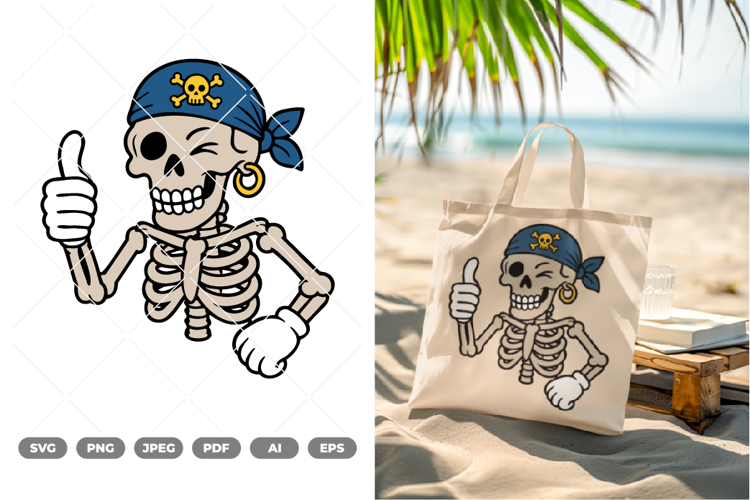 Thumbs Up Skull Colored SVG & Clipart