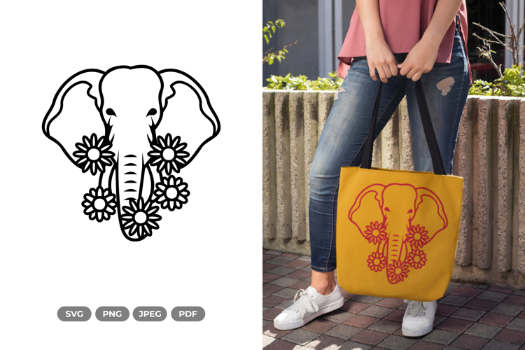Floral Elephant SVG & Clipart - Beauty Animal
