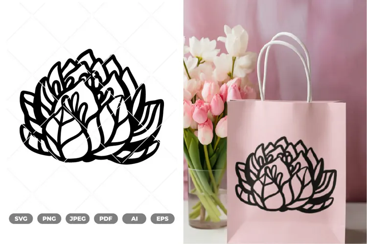 Lotus Wall Decor Cut File SVG & Clipart
